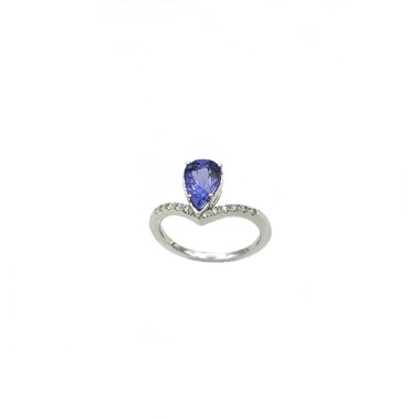 ANILLOS|Anillo tanzanita, diamantes, oro blanco