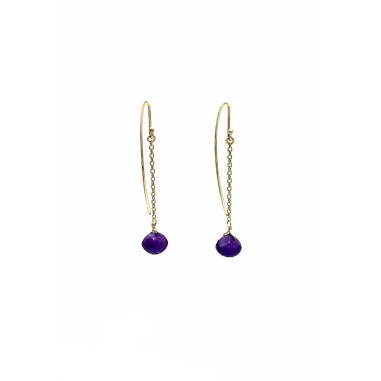 PENDIENTES|Pendientes oro colgantes amatistas