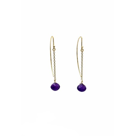 PENDIENTES|Pendientes oro colgantes amatistas