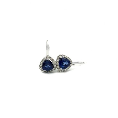 PENDIENTES|Pendientes zafiros azules, diamantes, oro blanco