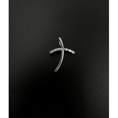 COLLARES Y COLGANTES|Cruz brillantes oro blanco