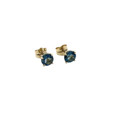 PENDIENTES|dormilones oro y topacios azules london blue