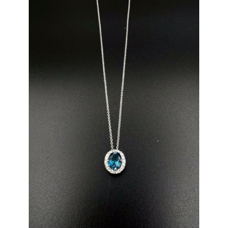 COLLARES Y COLGANTES|Collar oro diamantes y topacio azul london bl.