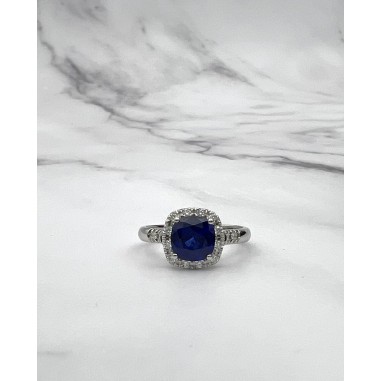 ANILLOS|Anillo compromiso oro zafiro y diamantes