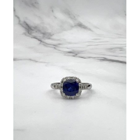 ANILLOS|Anillo compromiso oro zafiro y diamantes