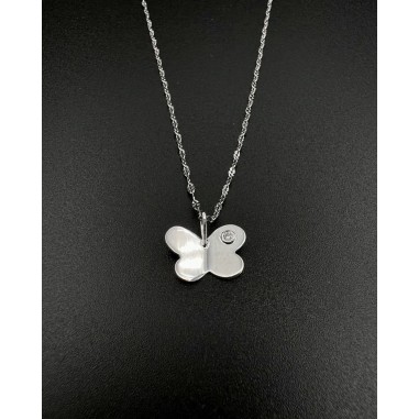 COLLARES Y COLGANTES|Collar mariposa oro blanco y diamante