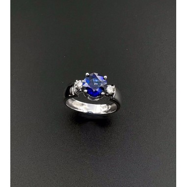 ANILLOS|Anillo compromiso zafiro y diamantes