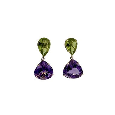 PENDIENTES|Pendientes peridotos y amatistas oro