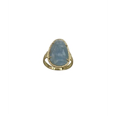 ANILLOS|Anillo oro y aguamarina natural