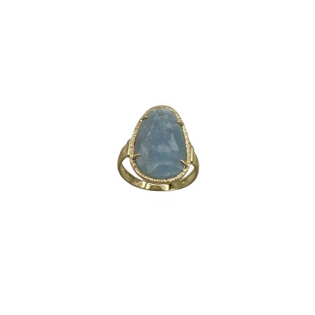 ANILLOS|Anillo oro y aguamarina natural