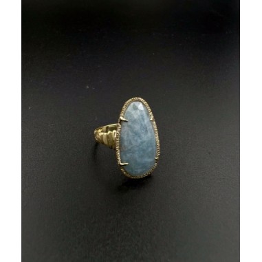 ANILLOS|Anillo oro y aguamarina natural