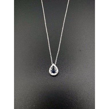 COLLARES Y COLGANTES|Collar oro blanco zafiro y diamantes