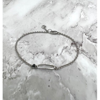 PULSERAS|Pulsera oro blanco y diamante negro