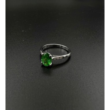 ANILLOS|Anillo compromiso tsavorita y diamantes oro bl.