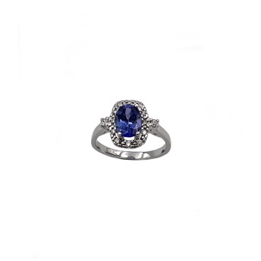 ANILLOS|Anillo compromiso tanzanita y diamantes oro blanco