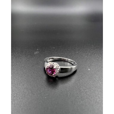 ANILLOS|Anillo diamantes y rodolita oro blanco