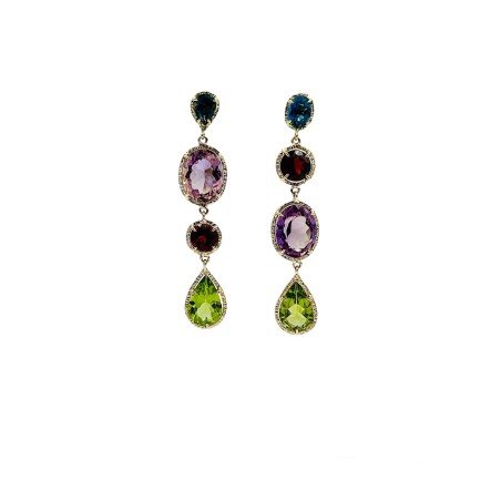 PENDIENTES|Pendientes colgantes oro gemas color