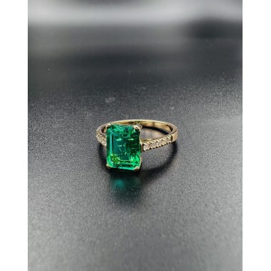 ANILLOS|Anillo oro r. esmeralda y diamantes