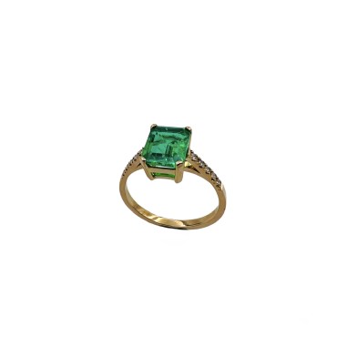 ANILLOS|Anillo oro r. esmeralda y diamantes