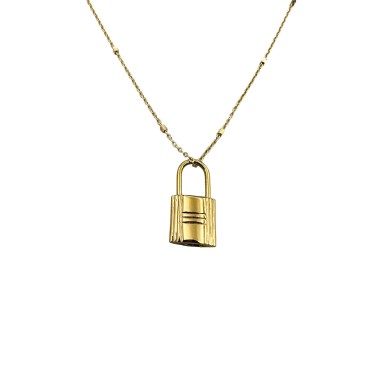 COLLARES Y COLGANTES|Colgante collar candado H. oro