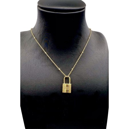 COLLARES Y COLGANTES|Colgante collar candado H. oro