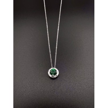 COLLARES Y COLGANTES|Gargantilla esmeralda y diamantes oro blanco