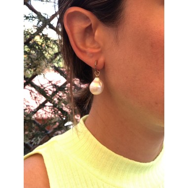 PENDIENTES|Pendientes zafiros naranjas y perlas oro rosa