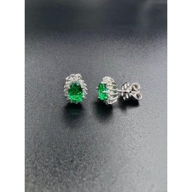 PENDIENTES|Pendientes esmeraldas y diamantes oro bl.