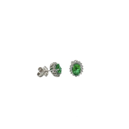 PENDIENTES|Pendientes esmeraldas y diamantes oro bl.