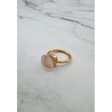 ANILLOS|Anillo oro y cuarzo rosa