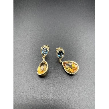 PENDIENTES|Pendientes oro topacios y citrinos