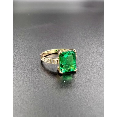 ANILLOS|Anillo oro esmeralda y diamantes