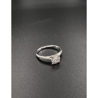 ANILLOS|Anillo compromiso diamantes oro blanco 1ª