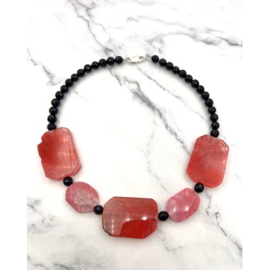 COLLARES Y COLGANTES|Collar agatas y onix, c. plata