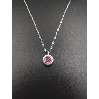 COLLARES Y COLGANTES|Collar y colgnt. oro bl. rubi y diamantes