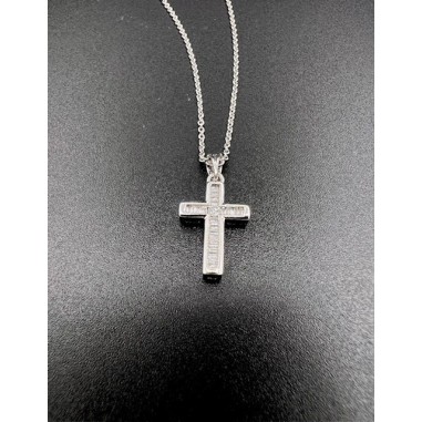 COLLARES Y COLGANTES|Cruz diamantes oro blanco