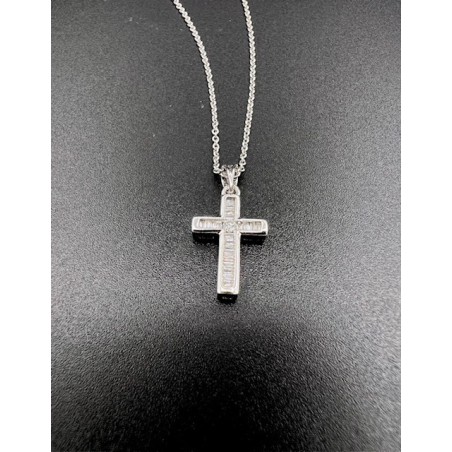 COLLARES Y COLGANTES|Cruz diamantes oro blanco