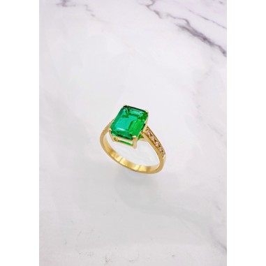 ANILLOS|Anillo oro esmeralda y diamantes
