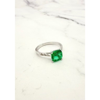 ANILLOS|Anillo oro esmeralda recrit. y diamantes