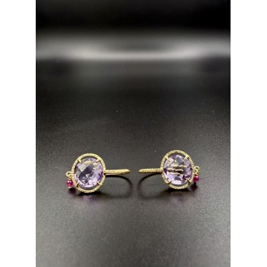 PENDIENTES|Pendientes colgt. oro y amatistas