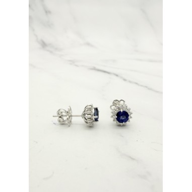 PENDIENTES|Pendt. dormilones zafiros y diamantes