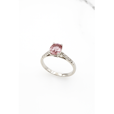 ANILLOS|Anillo oro turamalina rosa y diamantes