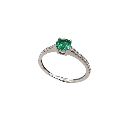 ANILLOS|Anillo esmeralda oro blanco y diamantes