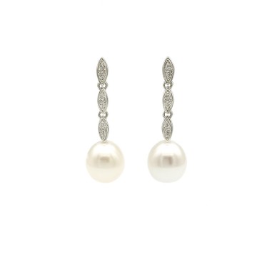PENDIENTES|Pendientes diamantes oro blanco perlas australianas