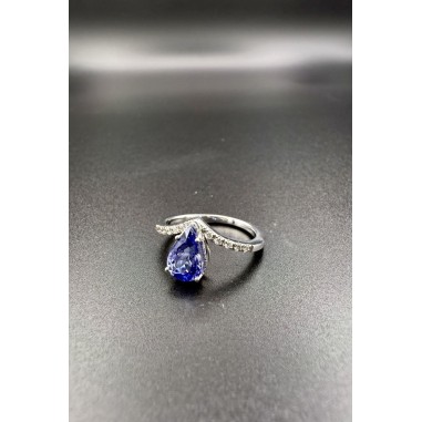 ANILLOS|Anillo tanzanita, diamantes, oro blanco