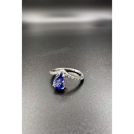 ANILLOS|Anillo tanzanita, diamantes, oro blanco