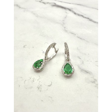 PENDIENTES|Pendientes colgantes esmeraldas y diamant. oro bl.