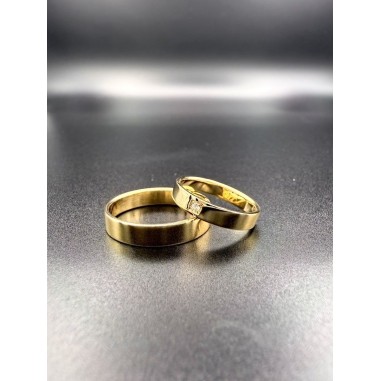 ALIANZAS DE BODA|Alianzas oro artesanas con un diamante