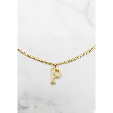 COLLARES Y COLGANTES|Colgante P inicial oro y diamantes