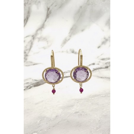 PENDIENTES|Pendientes colgt. oro y amatistas